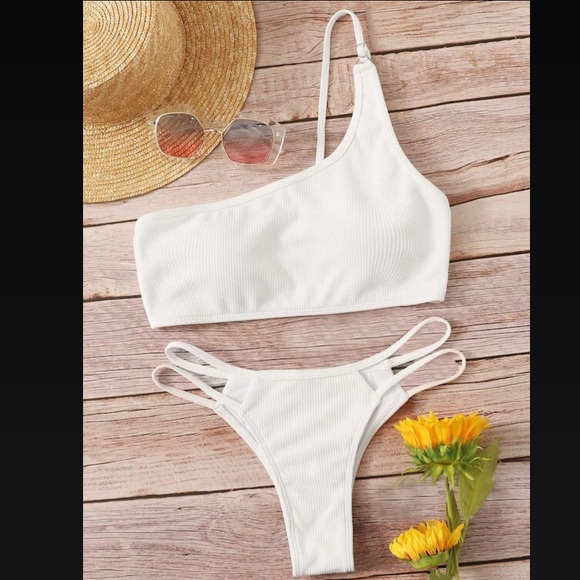 ‫NWT SHEIN White One Shoulder Bikini - Picture 5 of 5